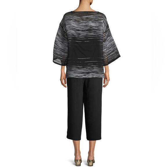 Eileen Fisher Half Sleeve Illusion Mesh Top Medium - Picture 11 of 11